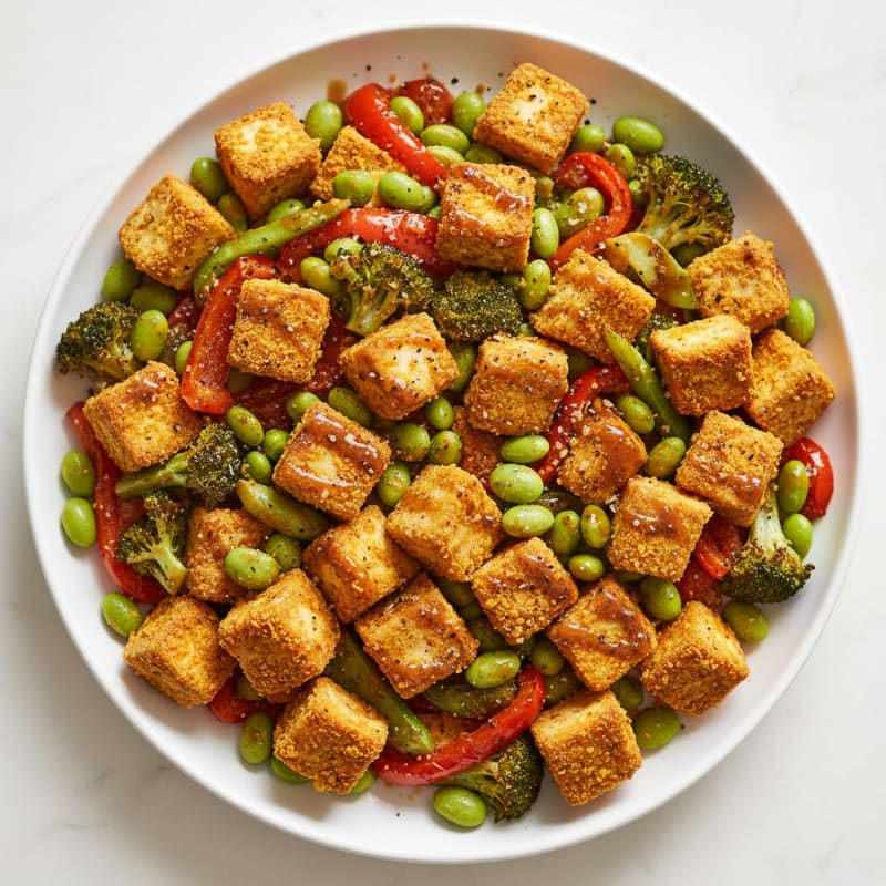 Pan-Seared Tofu with Roasted Vegetables