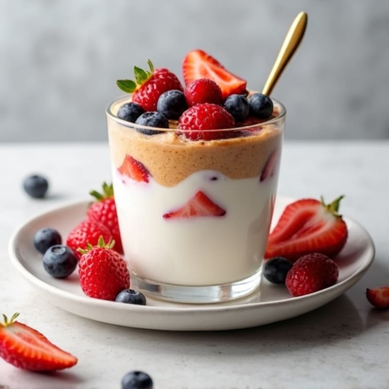 Greek Yogurt Protein Parfait with Almond Butter and Berries
