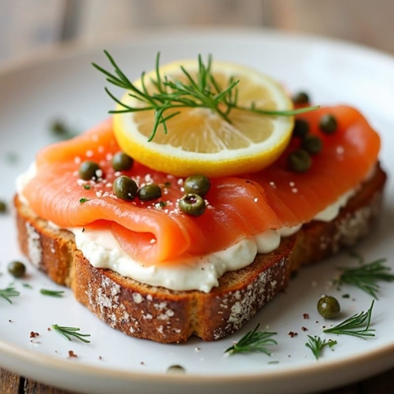 Open-Face Smoked Salmon and Herbed Cream Cheese Toast