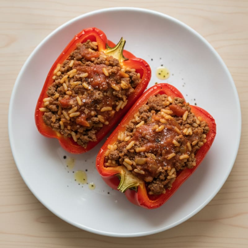 Beef and Rice Stuffed Bell Peppers