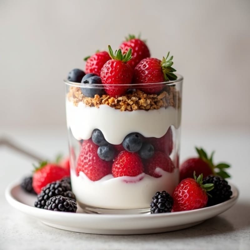 Silky Greek Yogurt Parfait with Mixed Berries and Protein Crunch