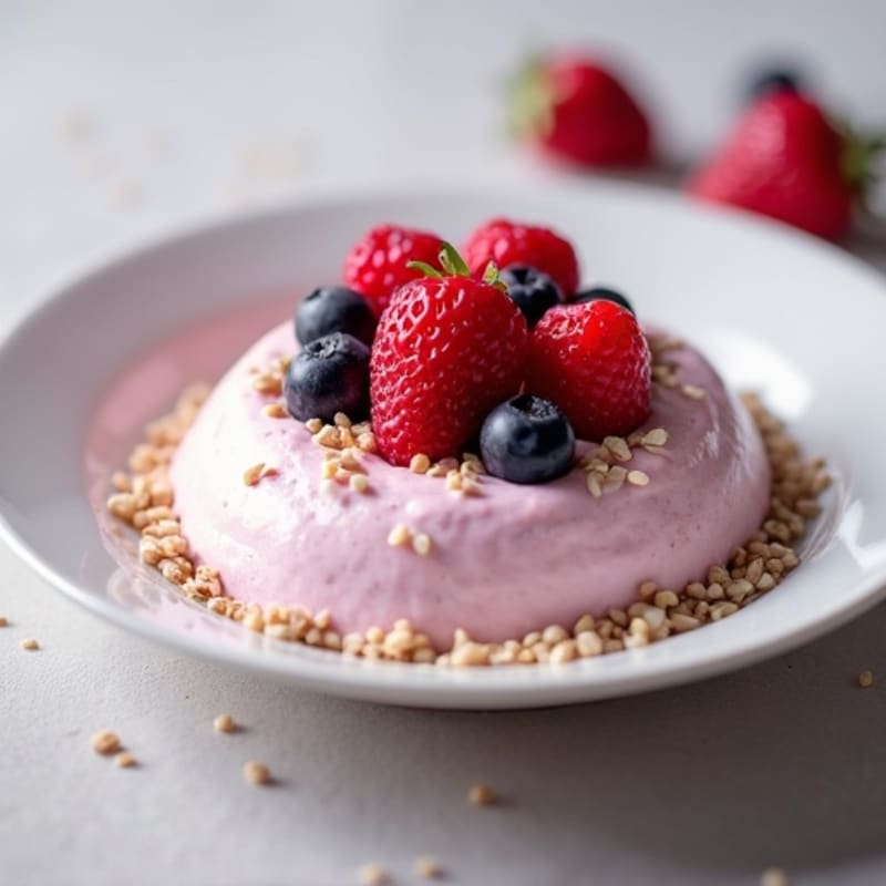 Greek Yogurt Protein Mousse with Mixed Berries