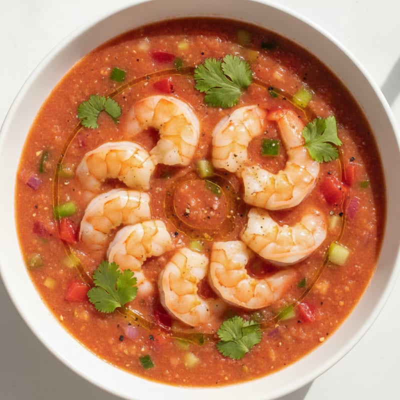 Protein-Packed Garden Gazpacho with Chilled Shrimp