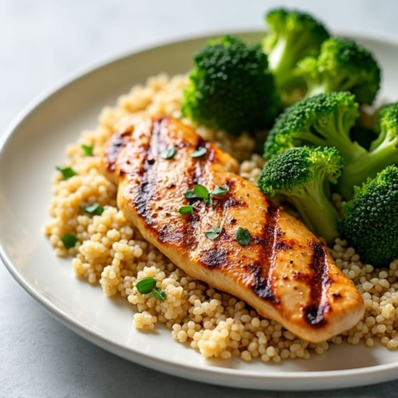 Grilled Chicken Breast with Quinoa and Steamed Broccoli