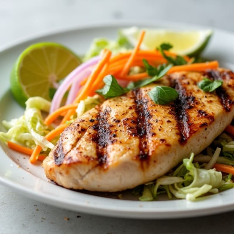 Grilled Chicken Breast with Crunchy Cabbage Slaw
