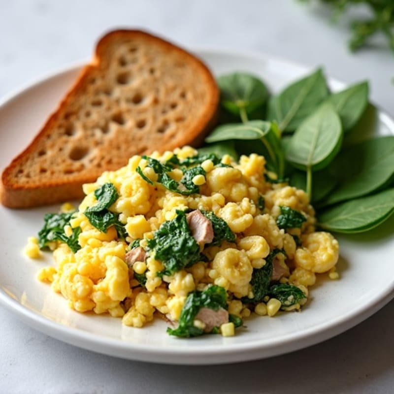 Egg White Scramble with Spinach and Smoked Turkey