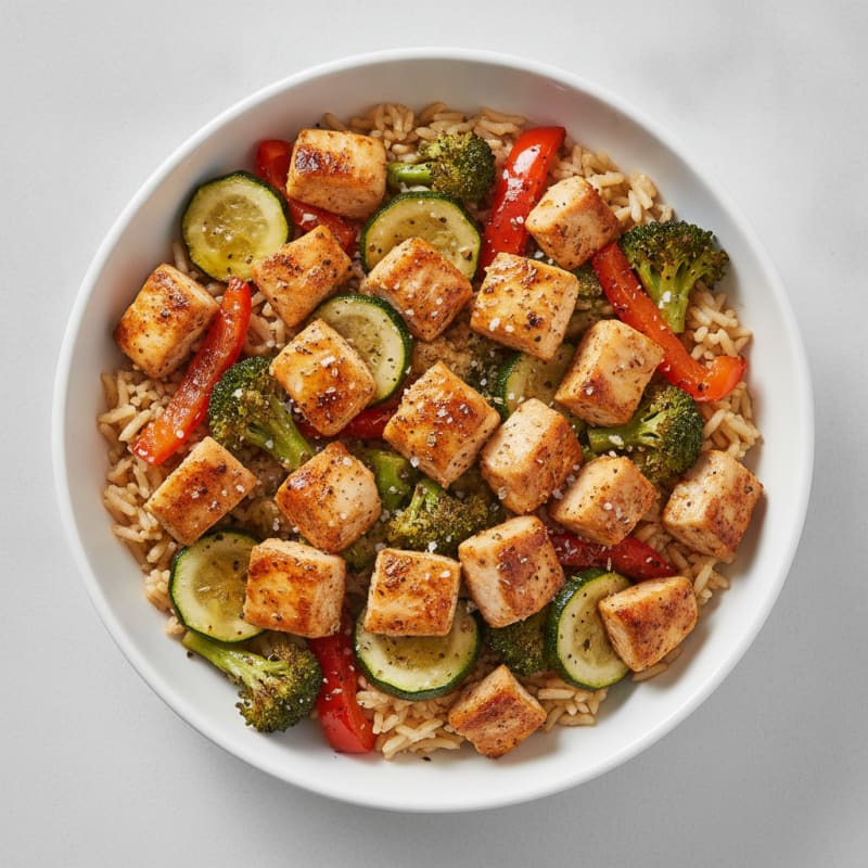 Roasted Chicken and Veggie Rice Bowl