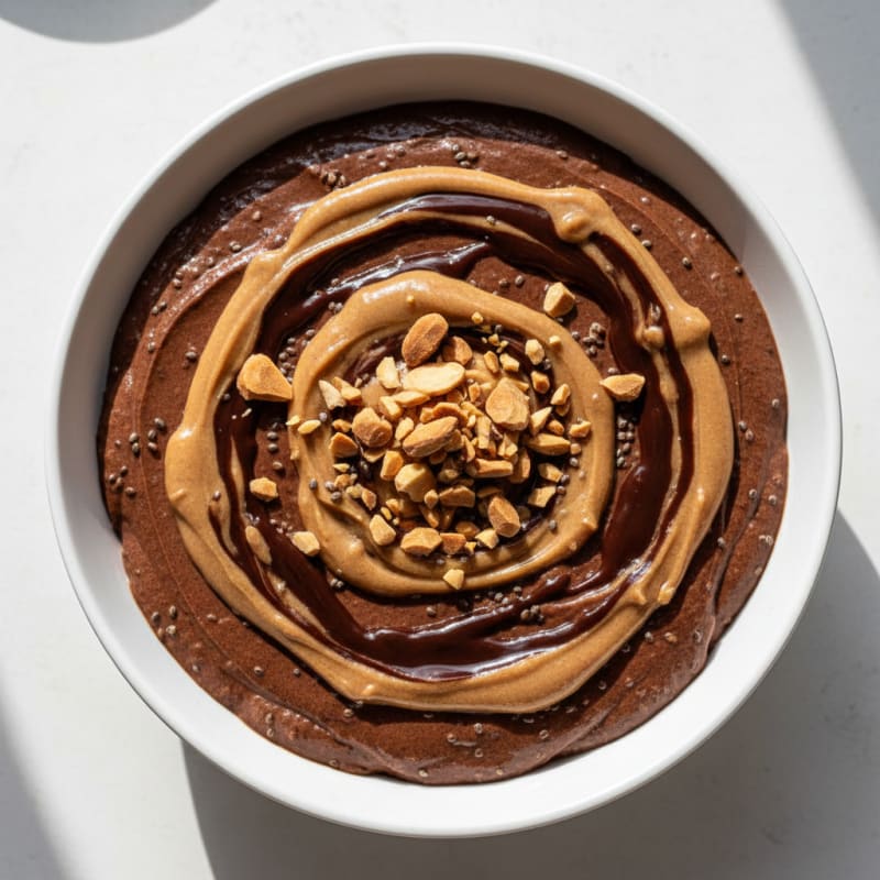 Silky Chocolate Protein Pudding with Almond Butter Swirl