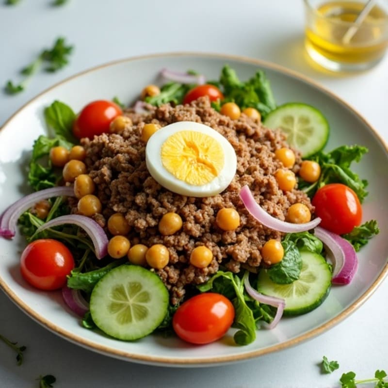 Lean Ground Beef Chopped Protein Salad with Tangy Dressing