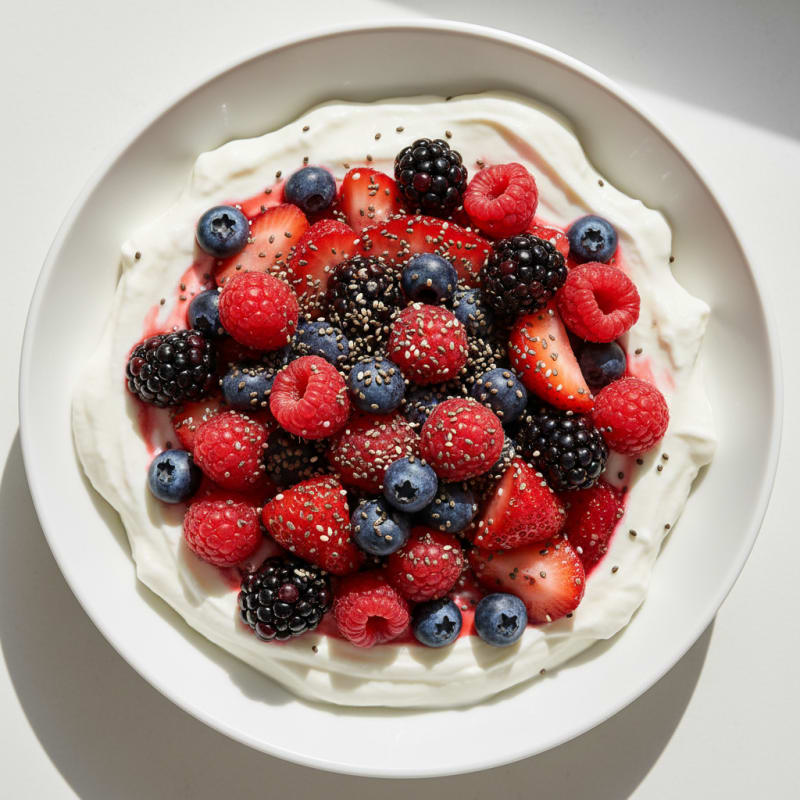 Silky Greek Yogurt Protein Mousse with Mixed Berries