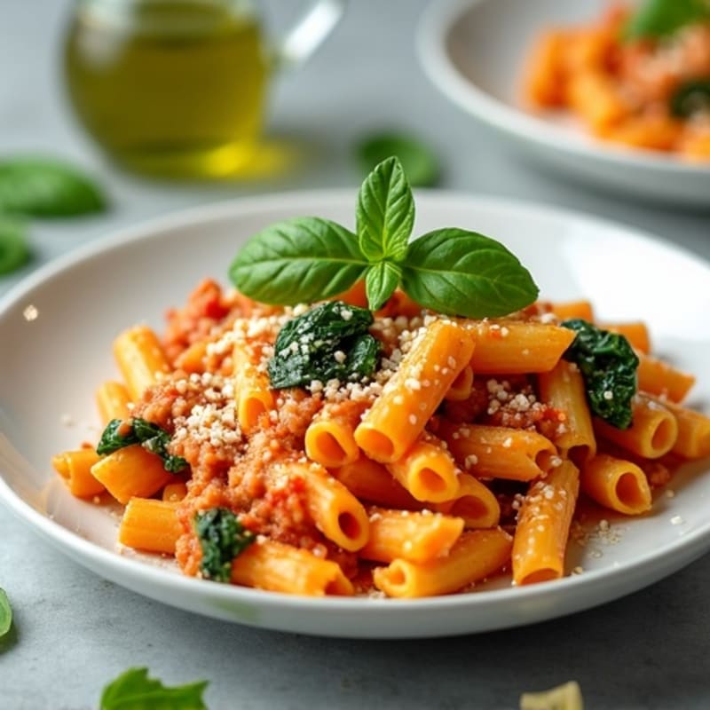 Lean Ground Turkey Baked Ziti with Creamy Ricotta and Fresh Spinach