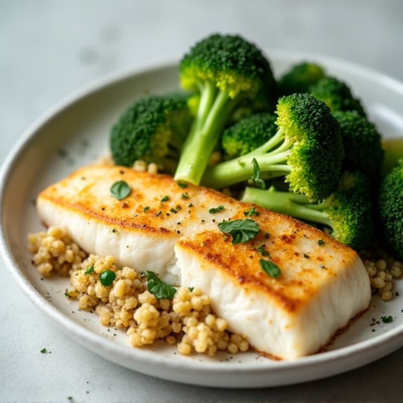Seared Lemon Garlic Tilapia with Steamed Broccoli