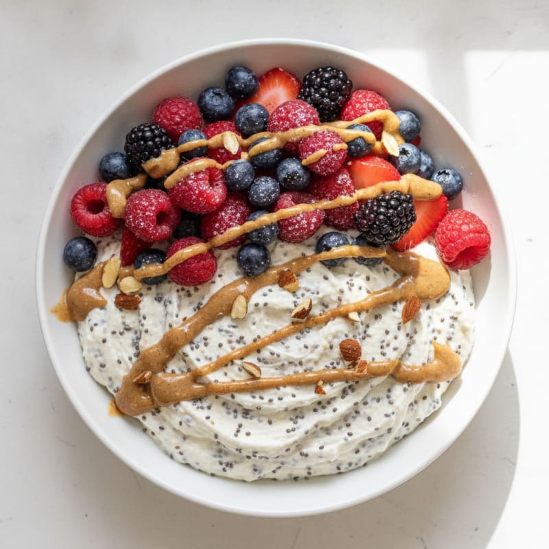 Silky Greek Yogurt Protein Mousse with Mixed Berries