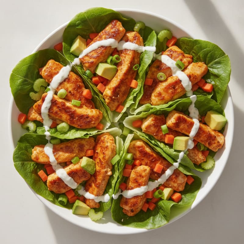 Buffalo Ranch Chicken Lettuce Wraps