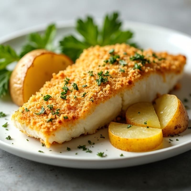 Lemon-Herb Crusted Cod with Crispy Roasted Potato Wedges