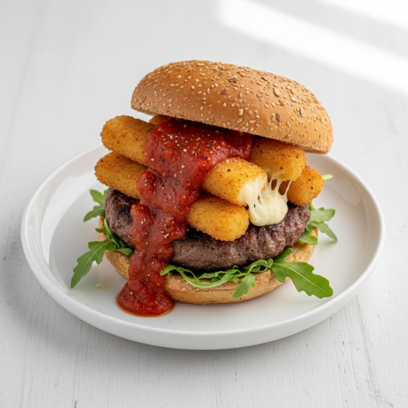 Mozzarella Stick Burger with Marinara
