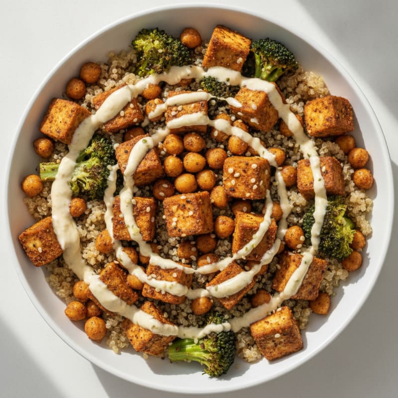 Roasted Vegetable and Chickpea Grain Bowl
