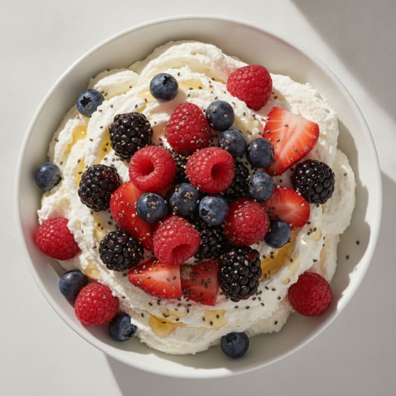 Greek Yogurt Protein Mousse with Mixed Berries