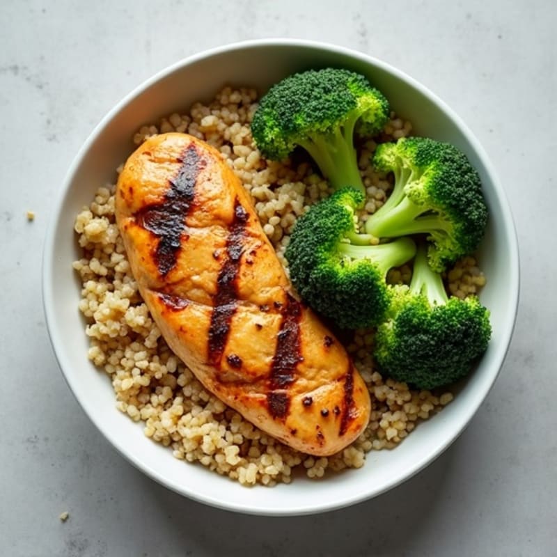 Grilled Chicken Breast with Quinoa and Steamed Broccoli
