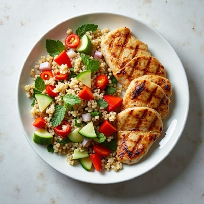 Grilled Chicken Breast with Crunchy Quinoa Salad