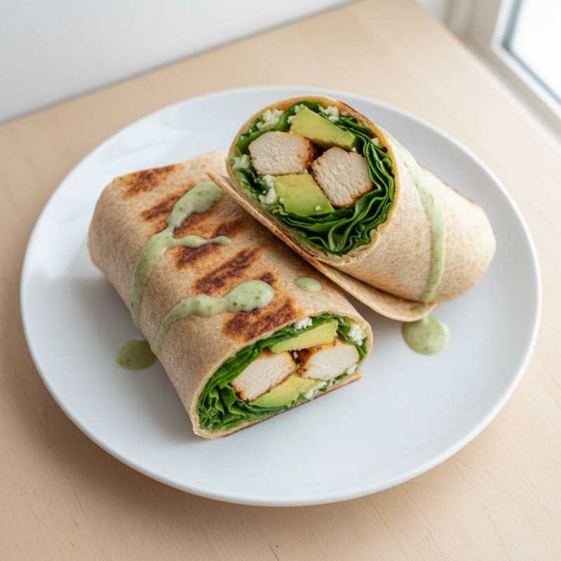 Grilled Chicken and Avocado Wrap with Spinach