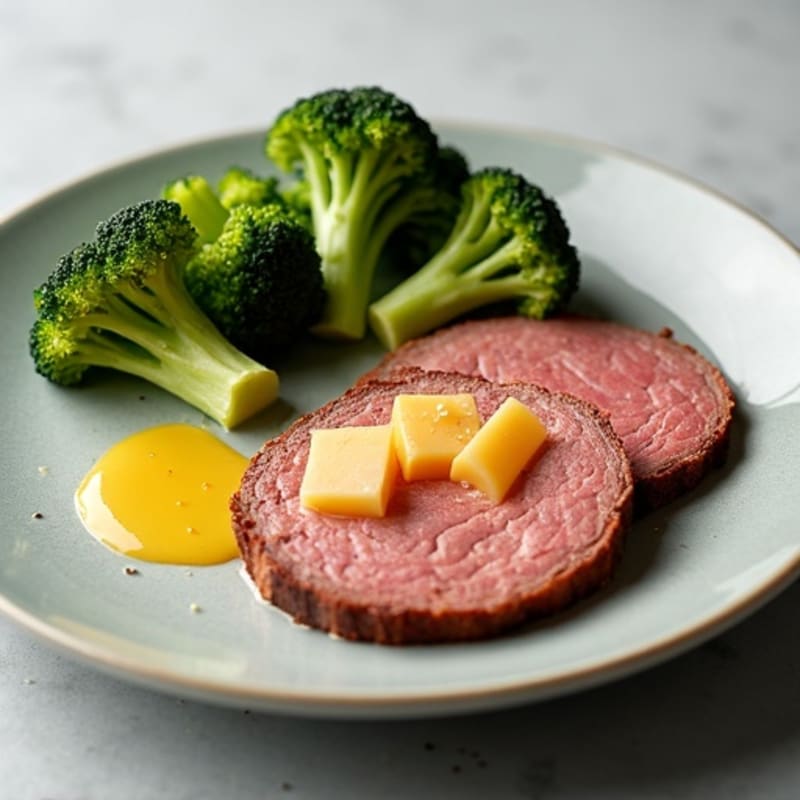 Lean Roast Beef and Sharp Cheddar Plate with Roasted Broccoli
