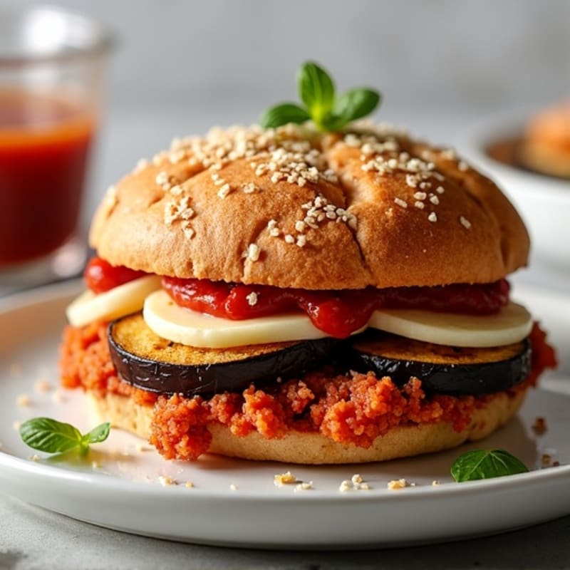Crispy Roasted Eggplant Parmesan Sandwich