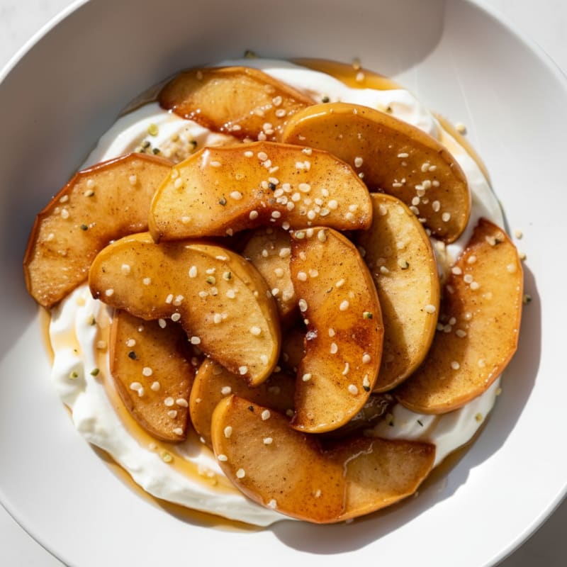 Baked Cinnamon Apple Slices with Creamy Yogurt