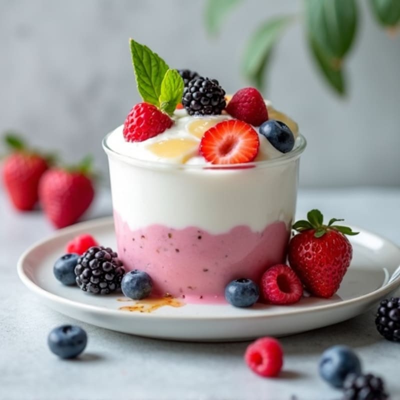 Greek Yogurt Protein Pudding with Mixed Berries