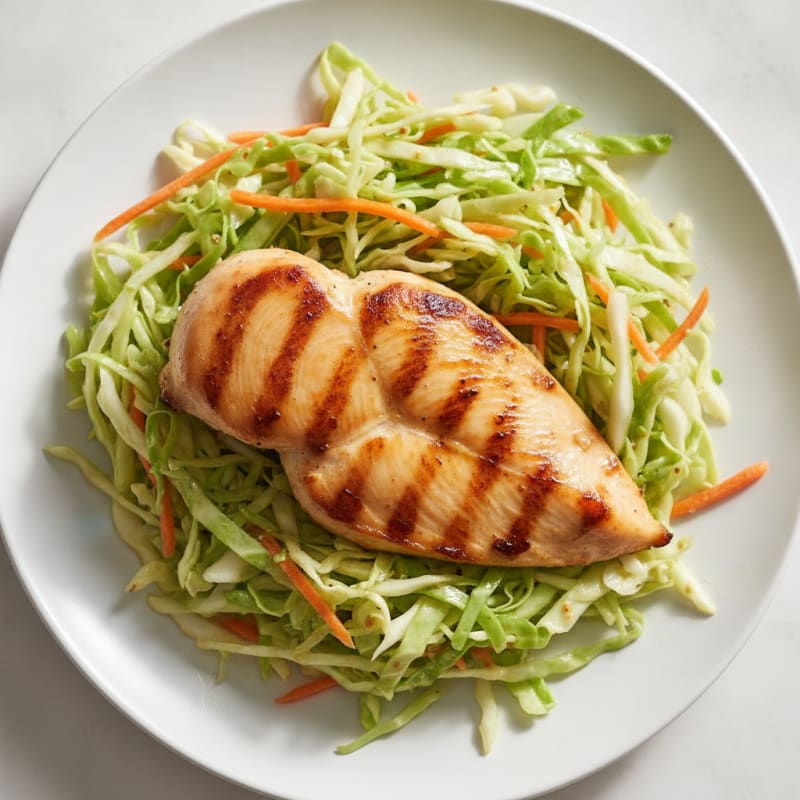 Grilled Chicken Breast with Crunchy Cabbage Slaw