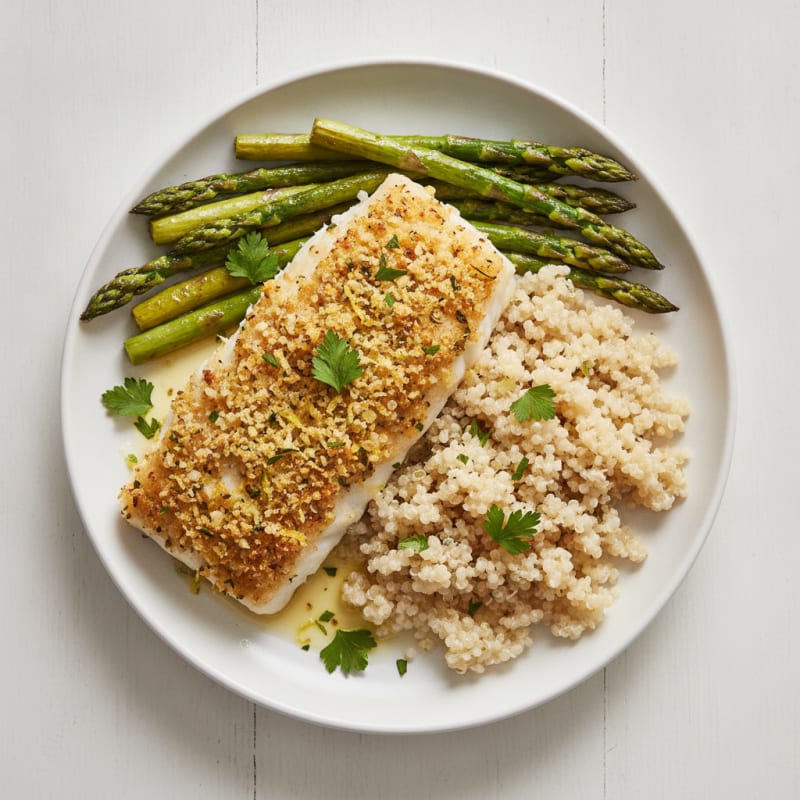 Lemon Herb Baked Cod with Roasted Asparagus