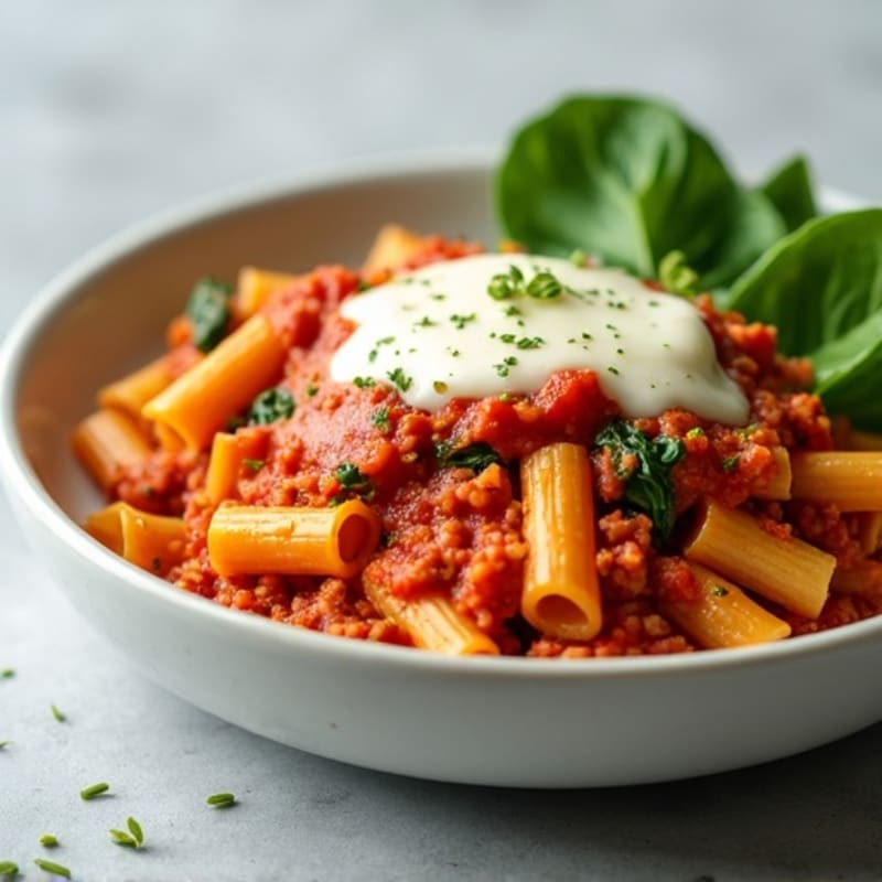 Healthy Baked Ziti with Lean Ground Turkey and Spinach