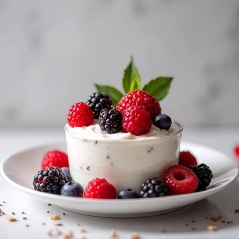 Silky Greek Yogurt Protein Pudding with Mixed Berries