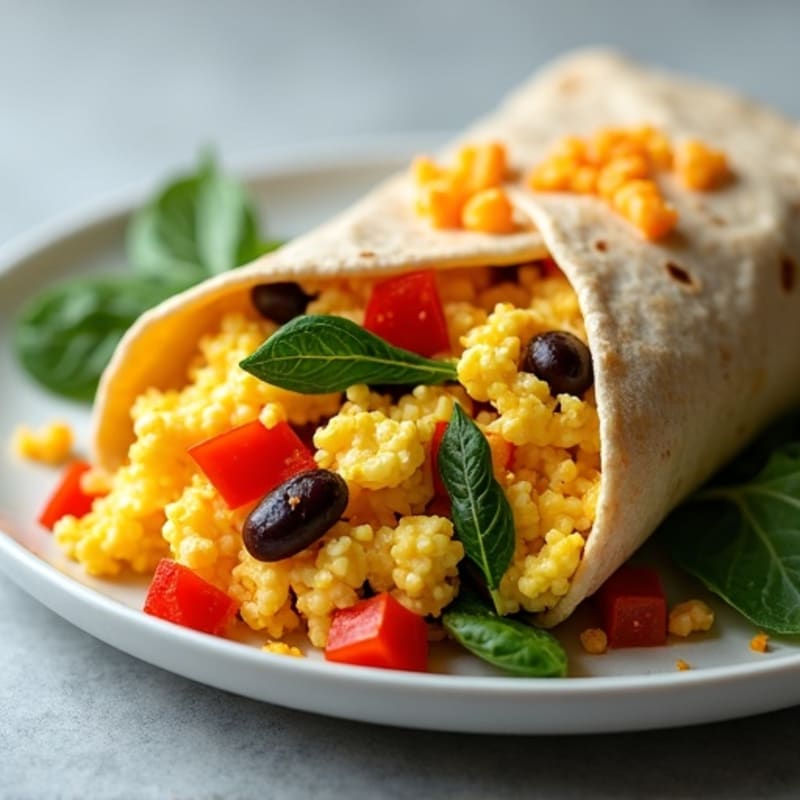 High-Protein Scrambled Egg and Veggie Breakfast Burrito