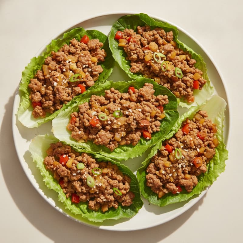 Ground Beef Lettuce Wraps with Mild Sauce