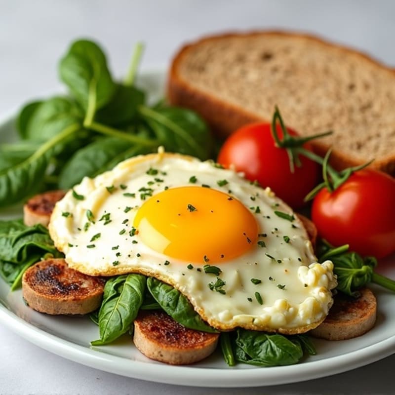 Egg White and Spinach Scramble with Turkey Sausage