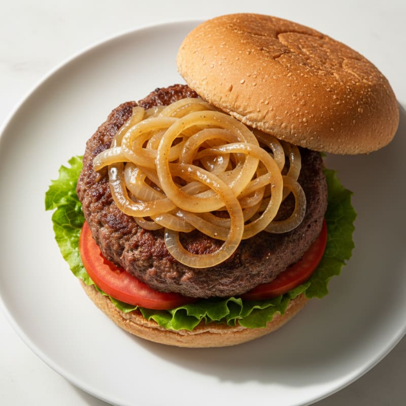 Classic Beef Burger with Caramelized Onions