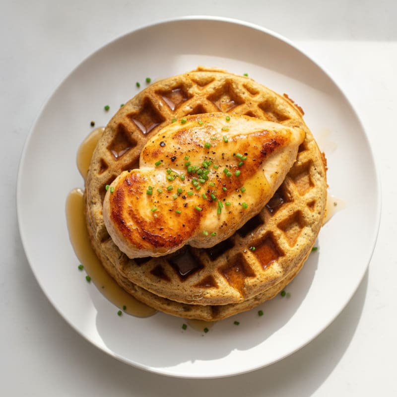 Buttermilk Pan-Seared Chicken and Oat Waffles