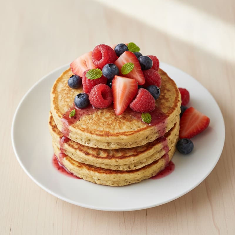 Cottage Cheese Protein Pancakes with Fresh Berries