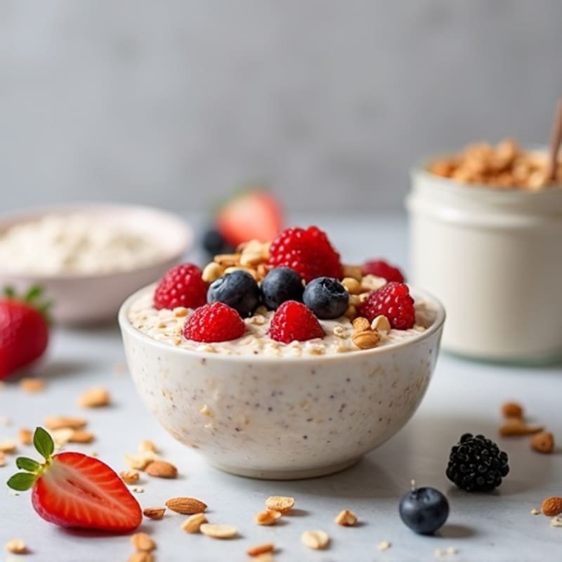 Creamy Overnight Oats with Fresh Berries and Toasted Nuts