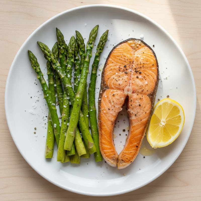 Pan-Seared Salmon with Roasted Asparagus