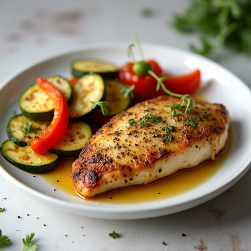Herb-Crusted Pan Seared Chicken with Roasted Vegetables