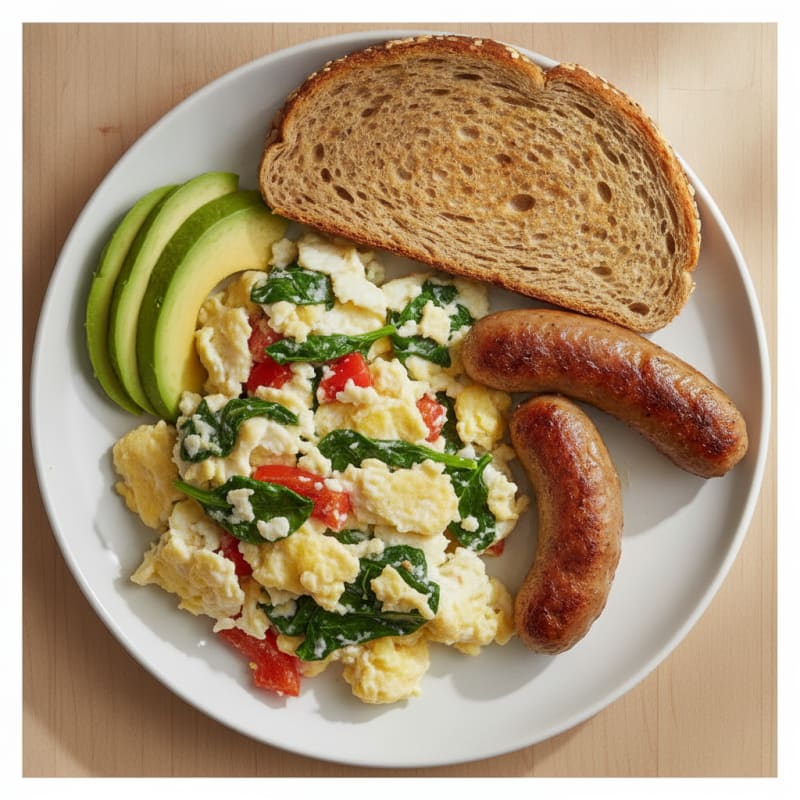 Egg White Vegetable Scramble with Turkey Sausage
