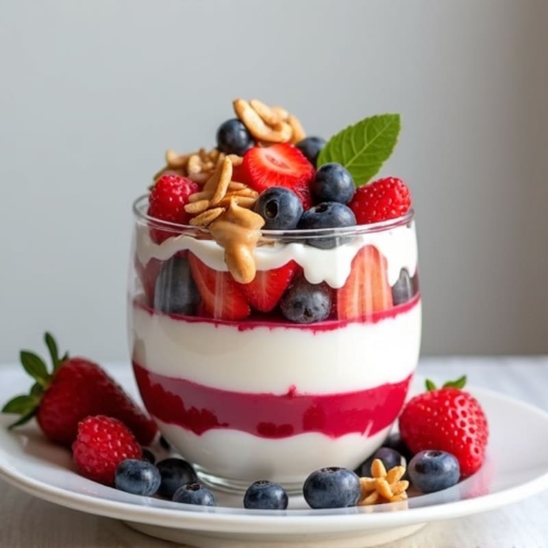 Greek Yogurt Protein Parfait with Mixed Berries and Almond Butter