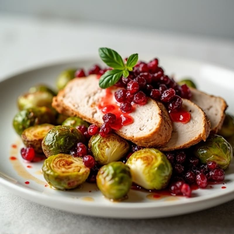 Roasted Turkey and Crispy Brussels Sprouts with Cranberry Vinaigrette