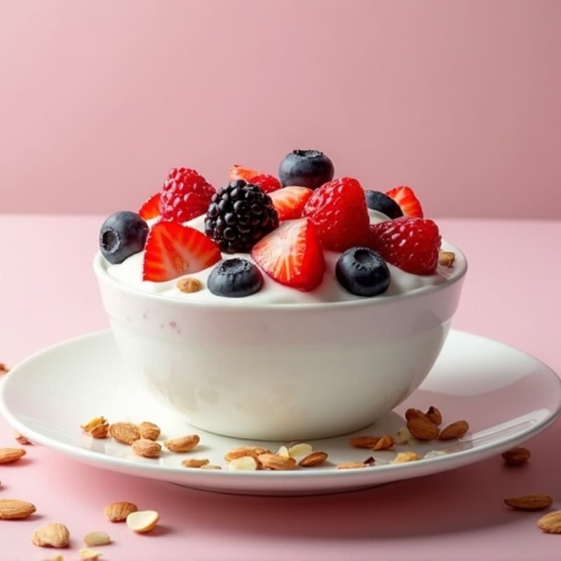 Creamy Greek Yogurt with Fresh Berries and Crunchy Almonds