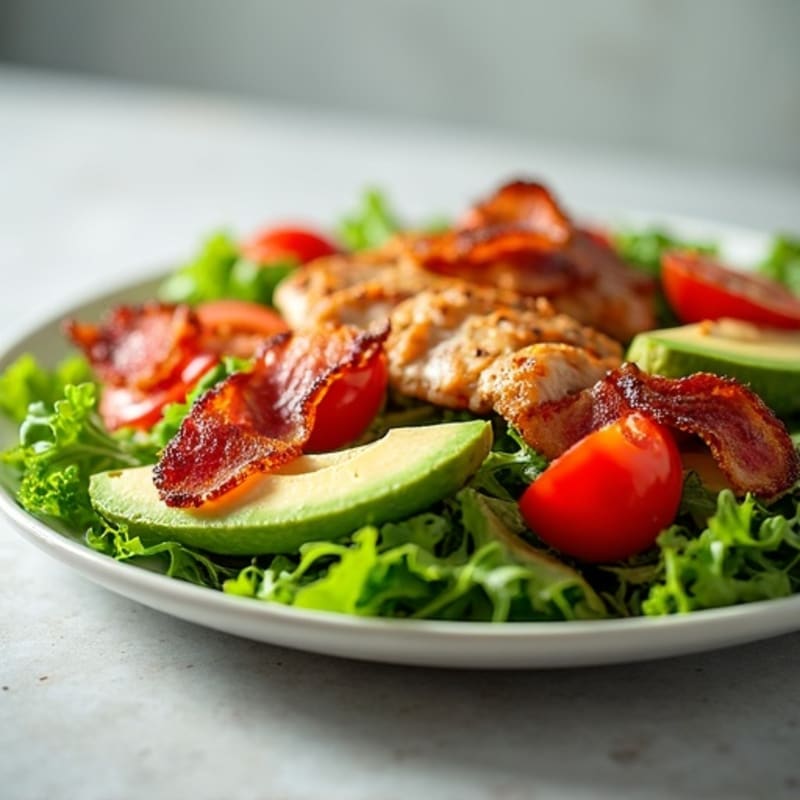 Crispy Bacon, Fresh Tomato, and Creamy Avocado Salad with Mixed Greens
