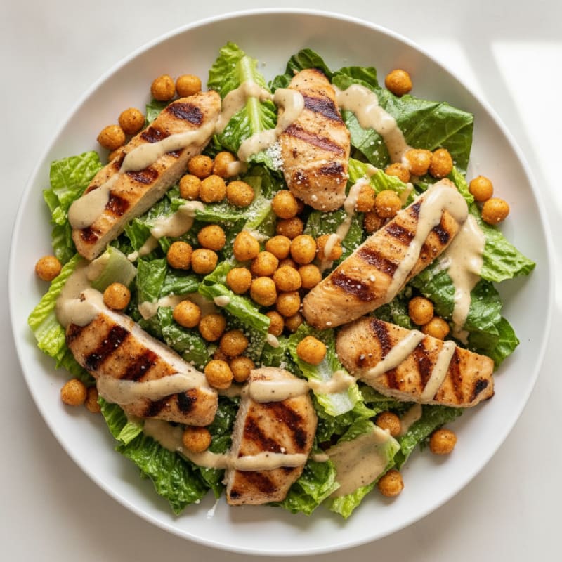 Chicken Caesar Salad with Roasted Chickpeas
