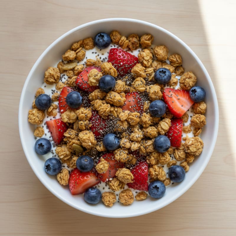 Greek Yogurt with Protein Granola and Fresh Berries