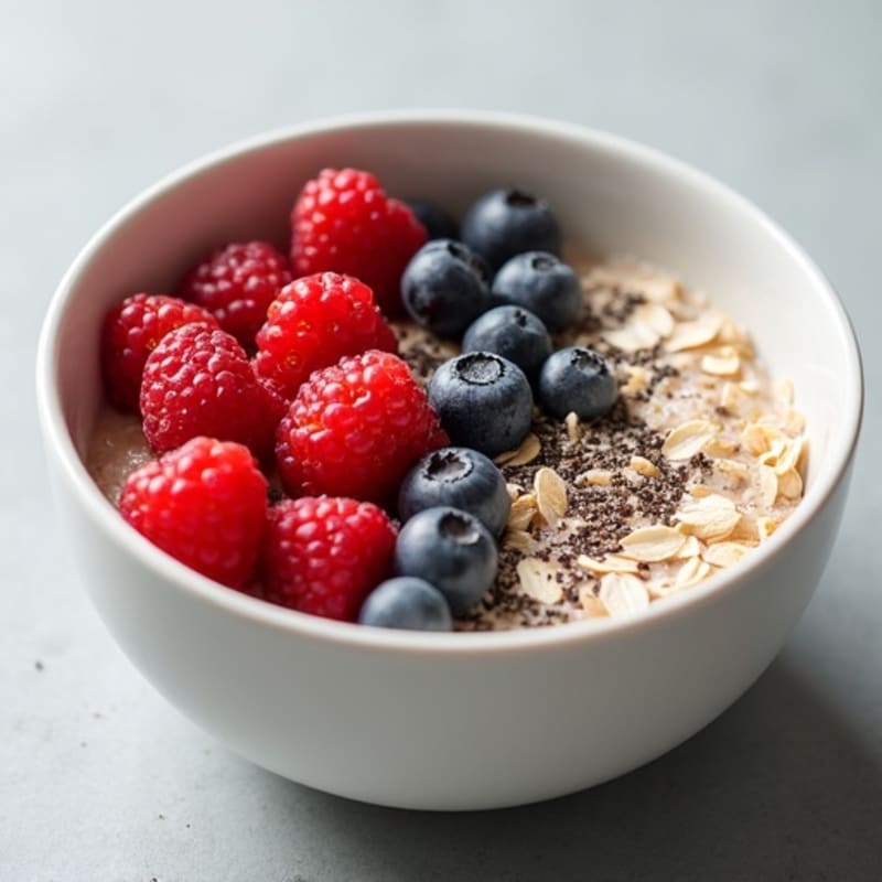 Creamy Protein Oatmeal with Fresh Berries and Chia Seeds